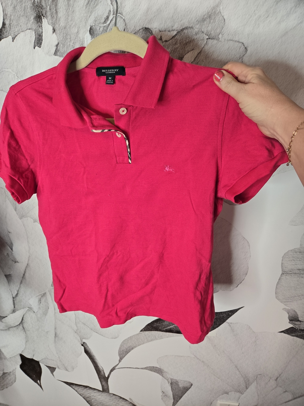 🗼Burberry Hot Pink Polo Short Sleeve Tee